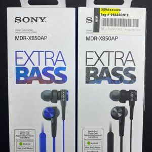 Sony MDR-XB50AP Earbud Headphones - Black/Blue